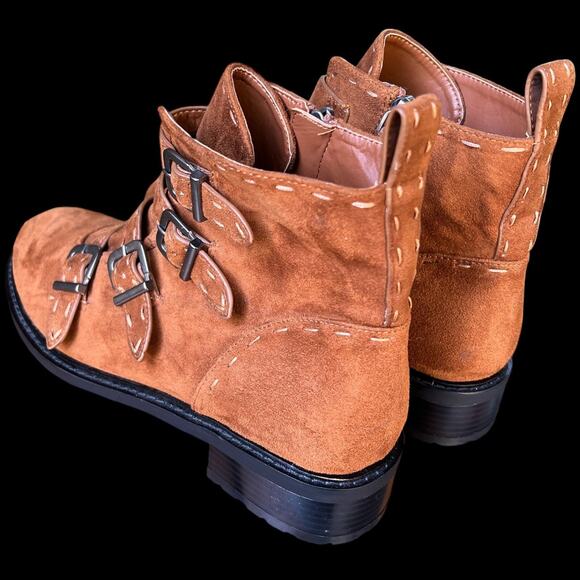 Aerosoles Arezzo Women's Size 10 buckle bootie faux suede brown boot - Picture 4 of 14